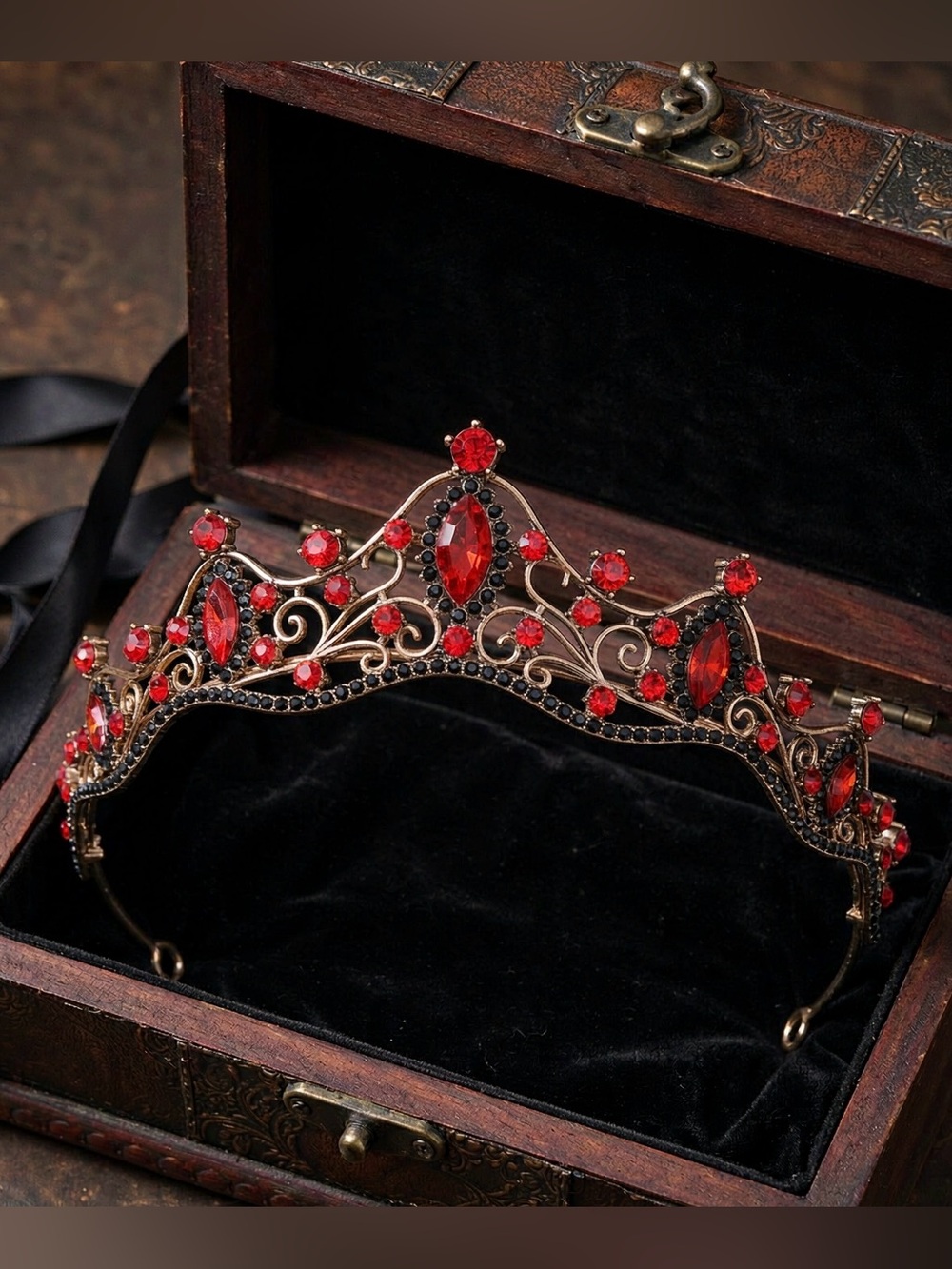 Red Crystal Vintage-Style Tiara Headband
